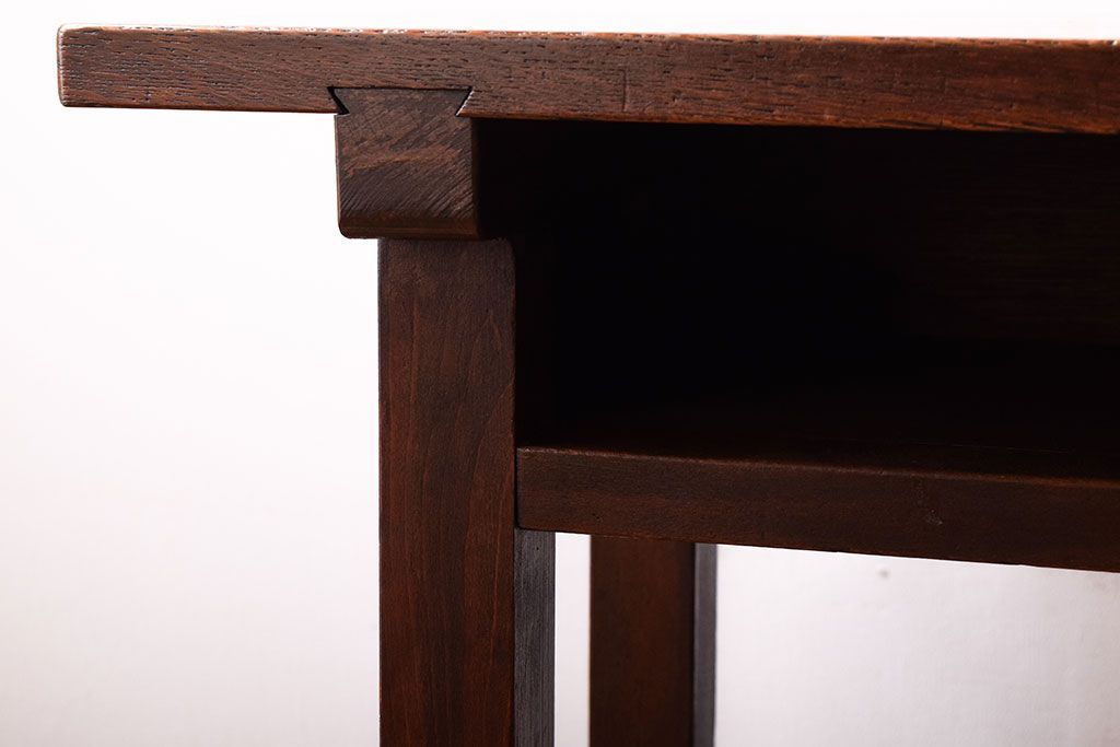 レトロ家具　昭和レトロ　古い木のシンプルな横長平机(コンソールテーブル)