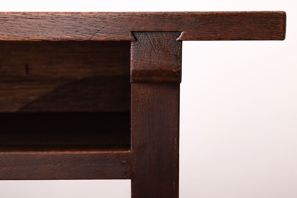 レトロ家具　昭和レトロ　古い木のシンプルな横長平机(コンソールテーブル)