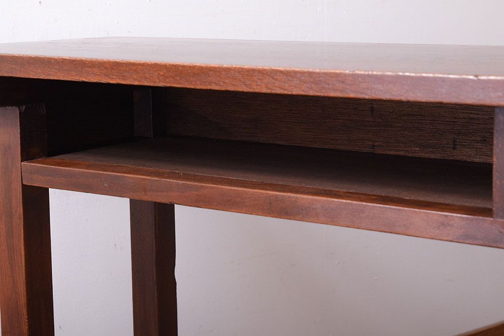 レトロ家具　昭和レトロ　古い木のシンプルな横長平机(コンソールテーブル)