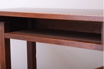 レトロ家具　昭和レトロ　古い木のシンプルな横長平机(コンソールテーブル)