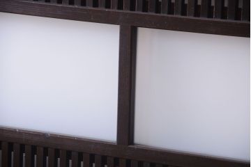 古民具・骨董　裏障子付き!すりガラス帯のアンティーク格子戸