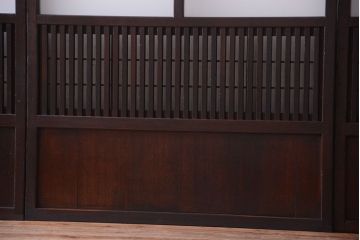 古民具・骨董　裏障子付き!すりガラス帯のアンティーク格子戸