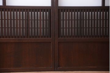 古民具・骨董　裏障子付き!すりガラス帯のアンティーク格子戸