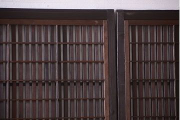 古民具・骨董　裏障子付き!すりガラス帯のアンティーク格子戸