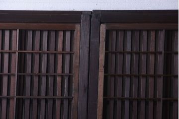 古民具・骨董　裏障子付き!すりガラス帯のアンティーク格子戸