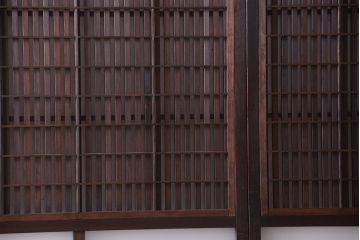 古民具・骨董　裏障子付き!すりガラス帯のアンティーク格子戸