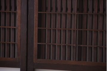 古民具・骨董　裏障子付き!すりガラス帯のアンティーク格子戸