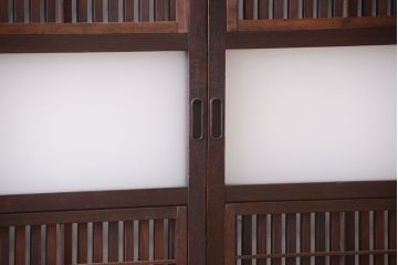 古民具・骨董　裏障子付き!すりガラス帯のアンティーク格子戸