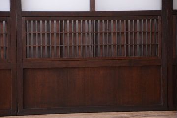 古民具・骨董　裏障子付き!すりガラス帯のアンティーク格子戸