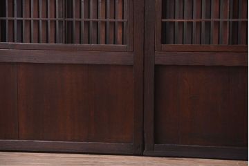 古民具・骨董　裏障子付き!すりガラス帯のアンティーク格子戸