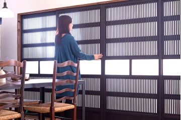 和製アンティーク　総欅材!最高級格子戸(引き戸、建具)4枚セット