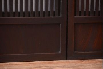 和製アンティーク　総欅材!最高級格子戸(引き戸、建具)4枚セット