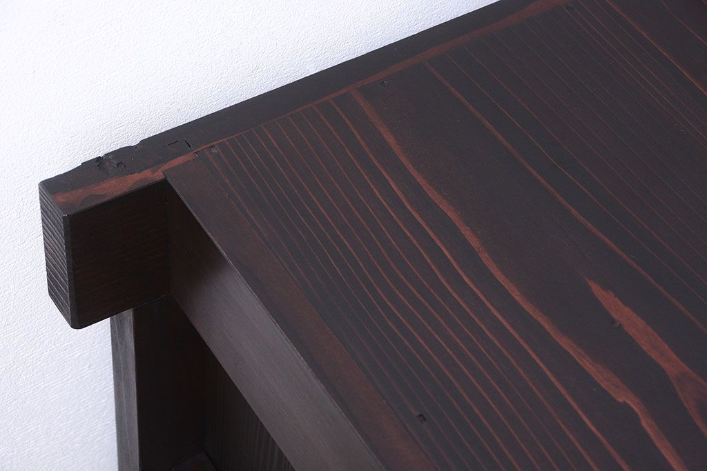 アンティーク家具　和製アンティーク　五尺　銀モールガラス入りの明治〜大正期ローボード(水屋箪笥、テレビ台、キャビネット、収納棚)