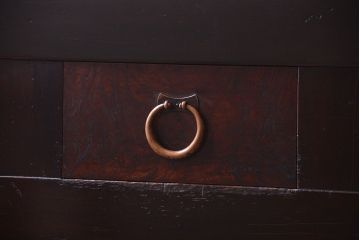 アンティーク家具　和製アンティーク　五尺　銀モールガラス入りの明治〜大正期ローボード(水屋箪笥、テレビ台、キャビネット、収納棚)