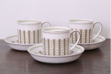 イギリスビンテージ　Susie Cooper(スージークーパー)　カップ&ソーサー3客セット(洋食器)