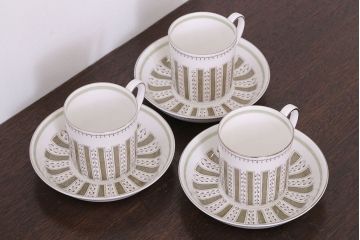 イギリスビンテージ　Susie Cooper(スージークーパー)　カップ&ソーサー3客セット(洋食器)