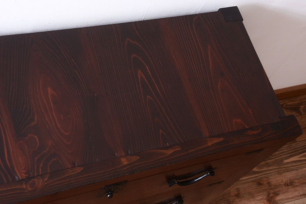 アンティーク家具　古民具・骨董　欅材と檜材!和モダンスタイルの収納箪笥サイドボード(水屋箪笥)