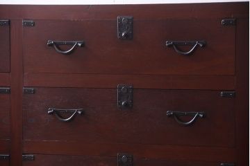 アンティーク家具　古民具・骨董　欅材と檜材!和モダンスタイルの収納箪笥サイドボード(水屋箪笥)