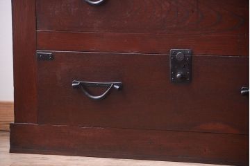 アンティーク家具　古民具・骨董　欅材と檜材!和モダンスタイルの収納箪笥サイドボード(水屋箪笥)