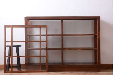 アンティーク家具　アンティーク　古い木のシンプルで上品なガラスケース