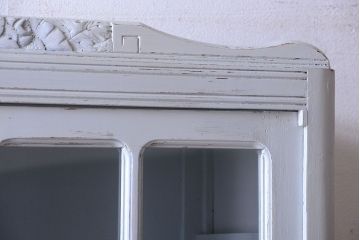 ヴィンテージ家具　海外ビンテージ　フレンチグレーペイントの上品なブックケース(本箱)