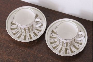 イギリスビンテージ　Susie Cooper(スージークーパー)　カップ&ソーサー2客セット(洋食器)
