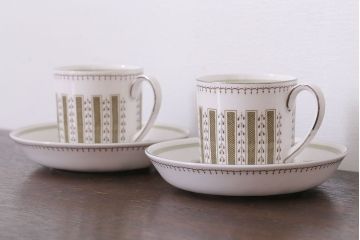 イギリスビンテージ　Susie Cooper(スージークーパー)　カップ&ソーサー2客セット(洋食器)