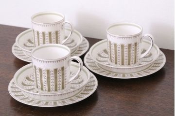 イギリスビンテージ　Susie Cooper(スージークーパー)　トリオ3客セット(2)(洋食器)