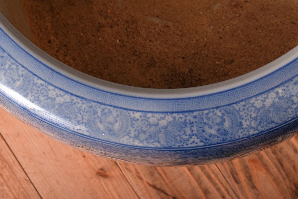 アンティーク雑貨　古民具・骨董　特大サイズのアンティーク瀬戸火鉢