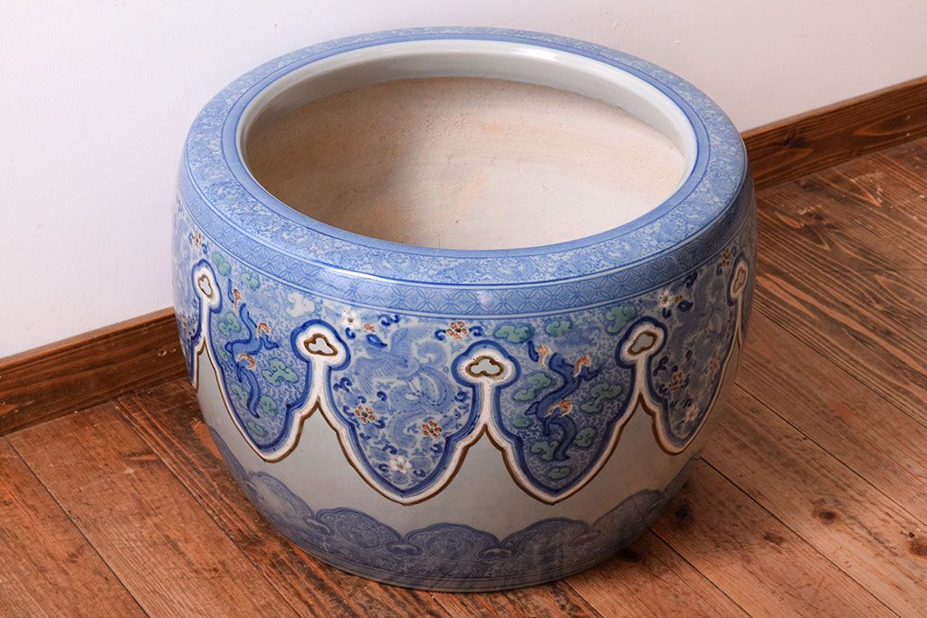 アンティーク雑貨　古民具・骨董　特大サイズのアンティーク瀬戸火鉢