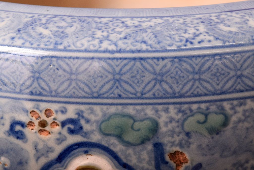 アンティーク雑貨　古民具・骨董　特大サイズのアンティーク瀬戸火鉢