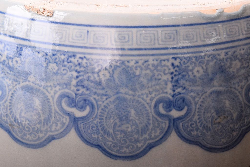 アンティーク雑貨　古民具・骨董　特大サイズのアンティーク瀬戸火鉢