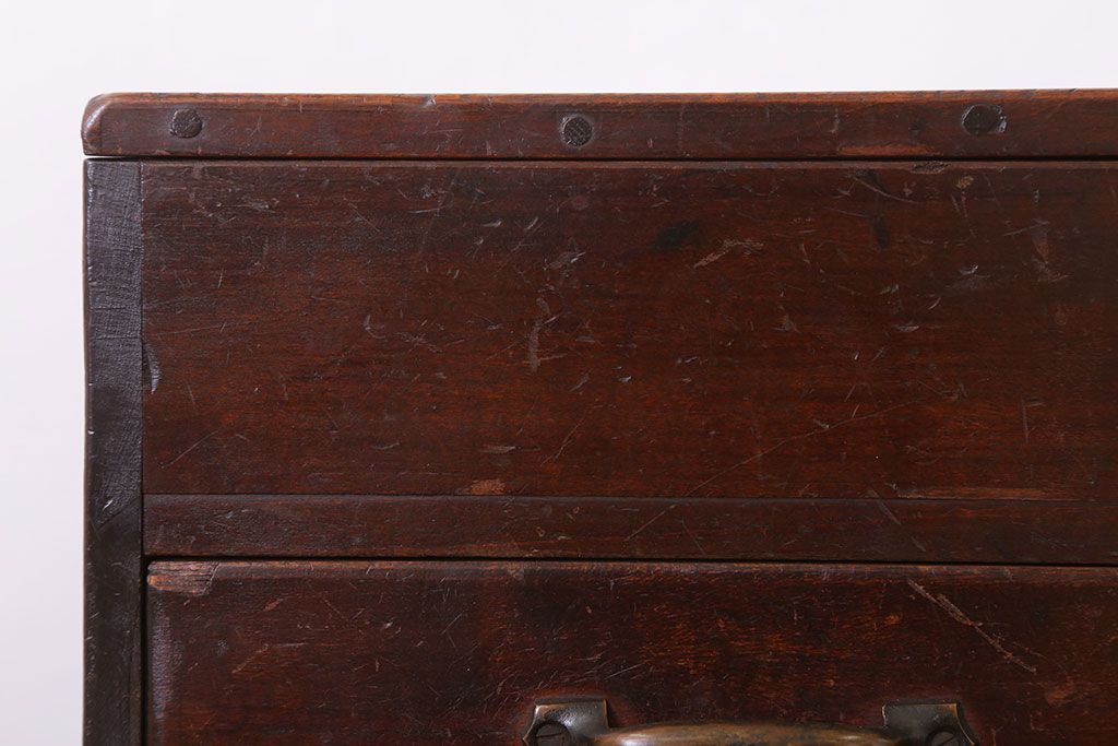 アンティーク家具　和製アンティーク　フタ付き!古い木の小物収納箱(小箱・木箱)