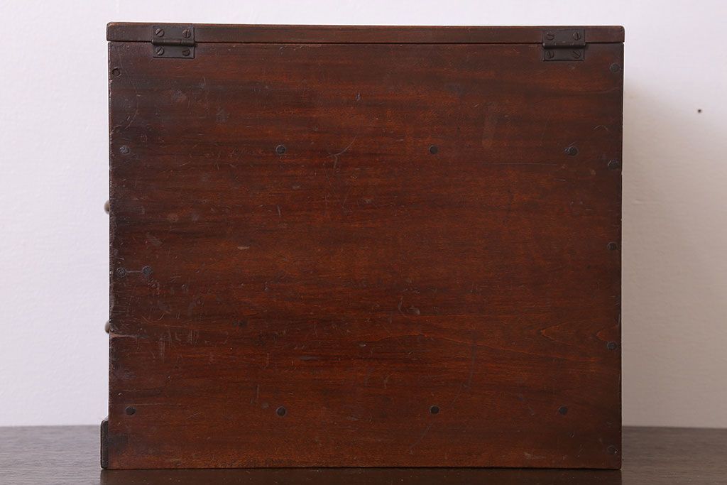 アンティーク家具　和製アンティーク　フタ付き!古い木の小物収納箱(小箱・木箱)