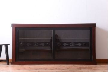 アンティーク家具　六尺　和製アンティーク　和モダンスタイル!ガラス戸水屋箪笥収納棚(サイドボード)