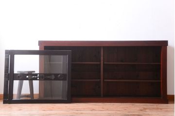 アンティーク家具　六尺　和製アンティーク　和モダンスタイル!ガラス戸水屋箪笥収納棚(サイドボード)