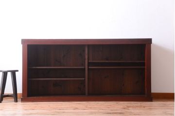 アンティーク家具　六尺　和製アンティーク　和モダンスタイル!ガラス戸水屋箪笥収納棚(サイドボード)