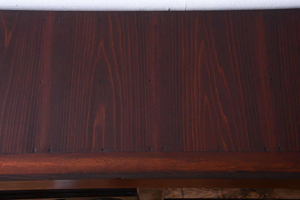 アンティーク家具　六尺　和製アンティーク　和モダンスタイル!ガラス戸水屋箪笥収納棚(サイドボード)