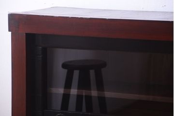 アンティーク家具　六尺　和製アンティーク　和モダンスタイル!ガラス戸水屋箪笥収納棚(サイドボード)