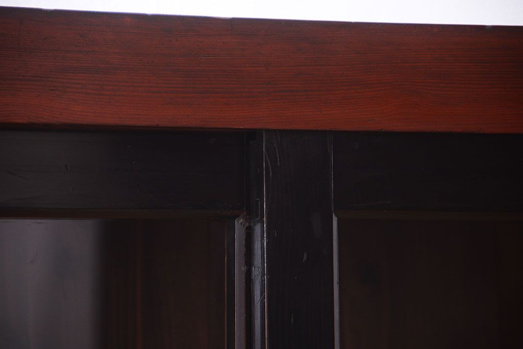 アンティーク家具　六尺　和製アンティーク　和モダンスタイル!ガラス戸水屋箪笥収納棚(サイドボード)