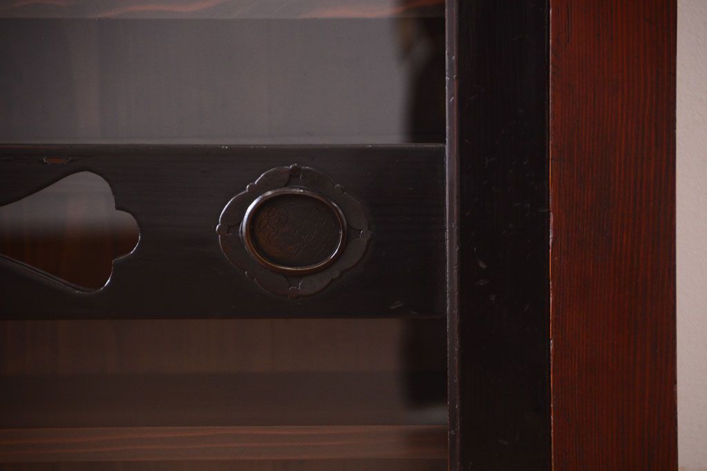 アンティーク家具　六尺　和製アンティーク　和モダンスタイル!ガラス戸水屋箪笥収納棚(サイドボード)