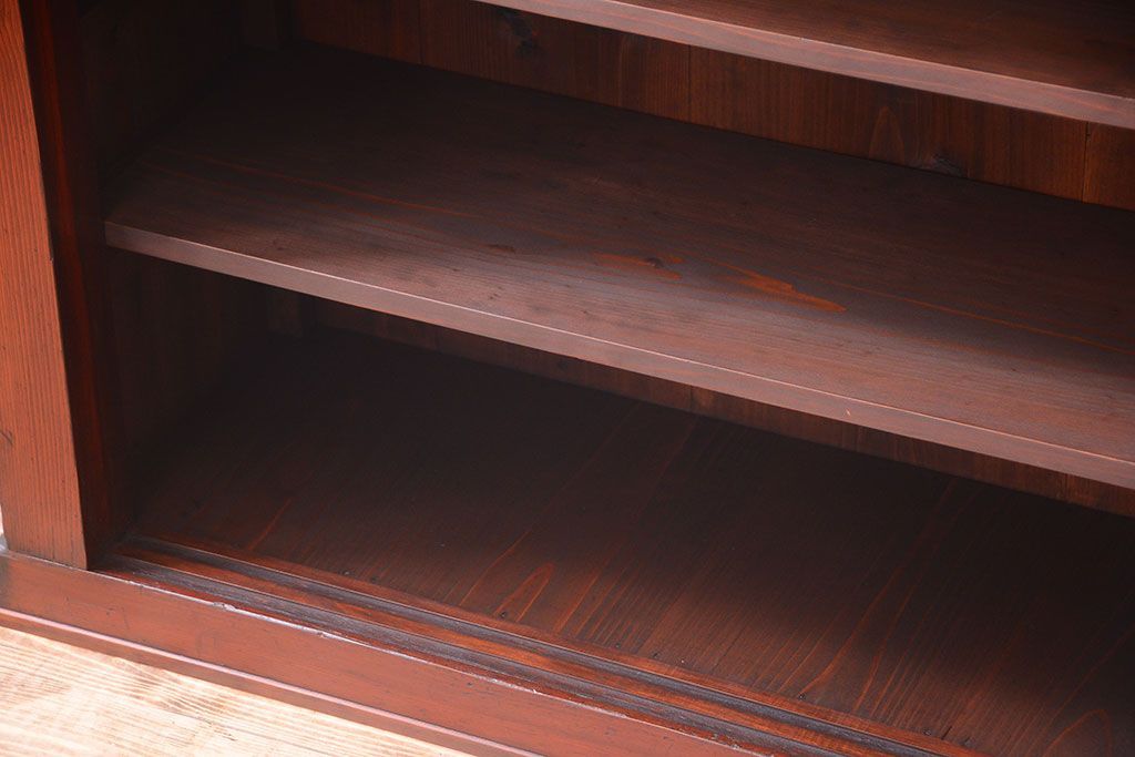 アンティーク家具　六尺　和製アンティーク　和モダンスタイル!ガラス戸水屋箪笥収納棚(サイドボード)