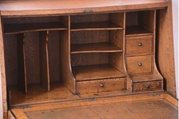 アンティーク家具　和製アンティーク　象嵌入り　ナラ材製の重厚な大振り高級ライティングビューロー