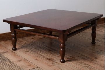 アンティーク家具　和製アンティーク　総欅材!天板の玉杢が美しい上質な座卓(テーブル・机)
