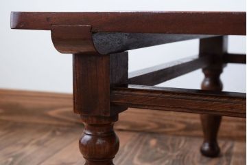アンティーク家具　和製アンティーク　総欅材!天板の玉杢が美しい上質な座卓(テーブル・机)