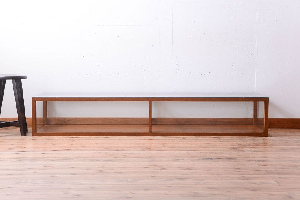 アンティーク家具　和製アンティーク　古い木のシンプルな卓上ローガラスケース(ショーケース)