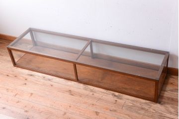 アンティーク家具　和製アンティーク　古い木のシンプルな卓上ローガラスケース(ショーケース)