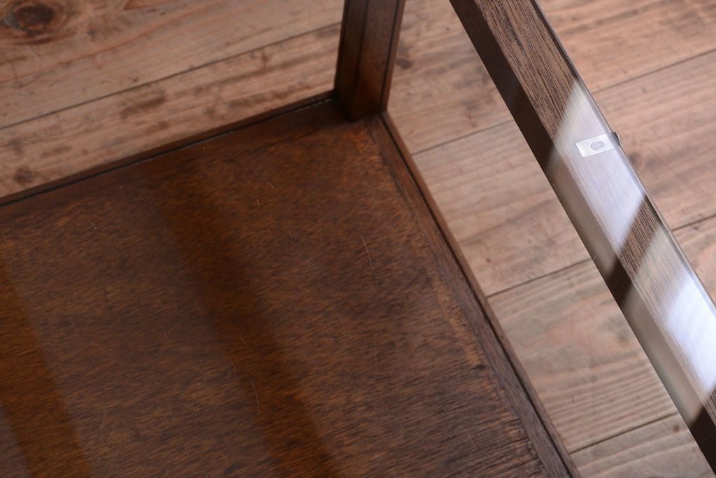 アンティーク家具　和製アンティーク　古い木のシンプルな卓上ローガラスケース(ショーケース)