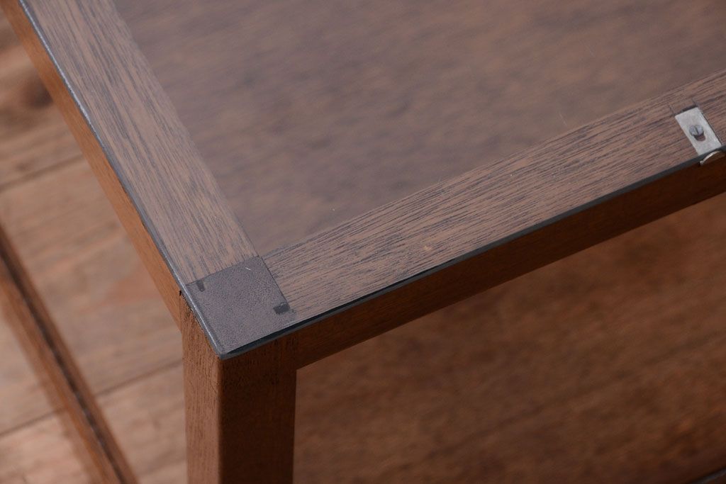 アンティーク家具　和製アンティーク　古い木のシンプルな卓上ローガラスケース(ショーケース)