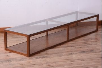 アンティーク家具　和製アンティーク　古い木のシンプルな卓上ローガラスケース(ショーケース)